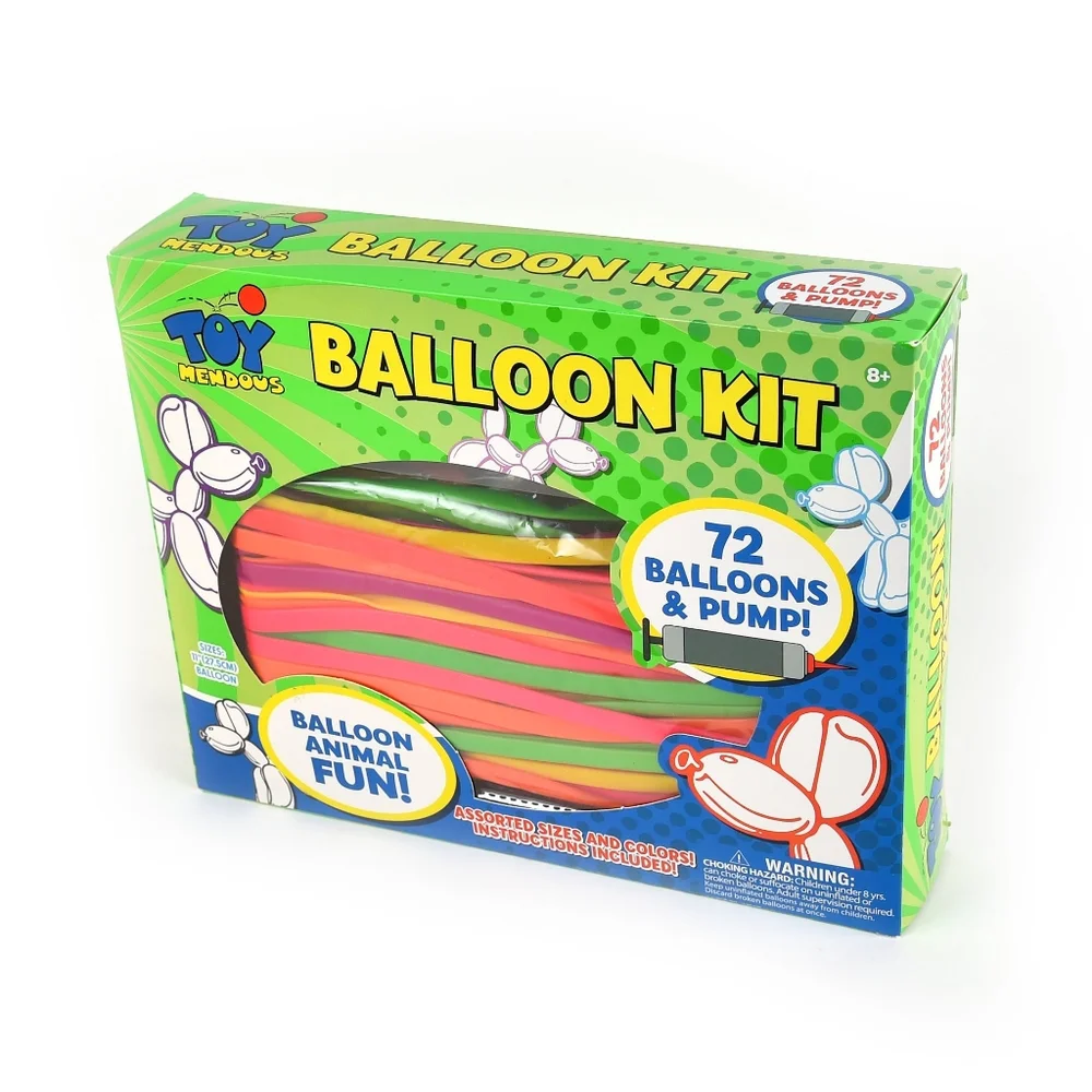 Toymendous Blow up Animal Balloon Making Kit with 72 Balloons, Pump, & Booklet